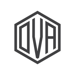 three-letter initials hexagon logo black