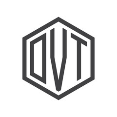 three-letter initials hexagon logo black