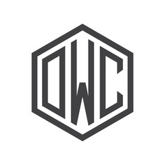 three-letter initials hexagon logo black