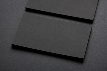 black business cards on black background