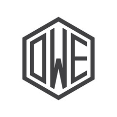 three-letter initials hexagon logo black