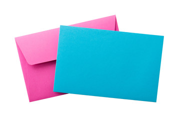 cyan and magenta envelopes isolated on white background