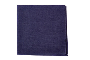 Folded violet textile napkin on white