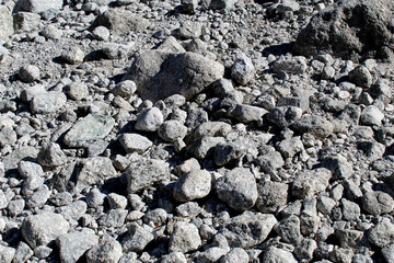 Granite cobbles in a dry creek riverbed