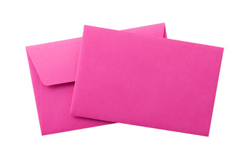 pink envelopes isolated on white background