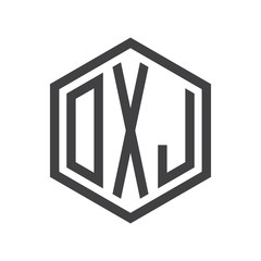 three-letter initials hexagon logo black