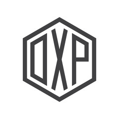three-letter initials hexagon logo black