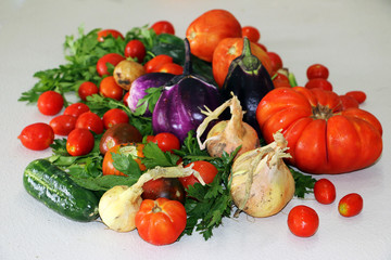 Different vegetables on kitchen desk