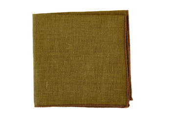 Folded khaki napkin on white
