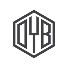 three-letter initials hexagon logo black