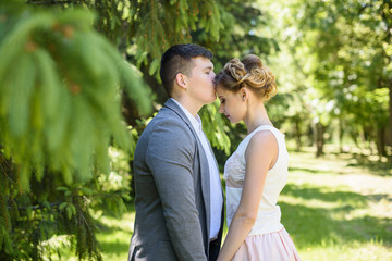 Fototapeta premium Portrait of kissing loving couple