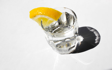 A glass with lemon