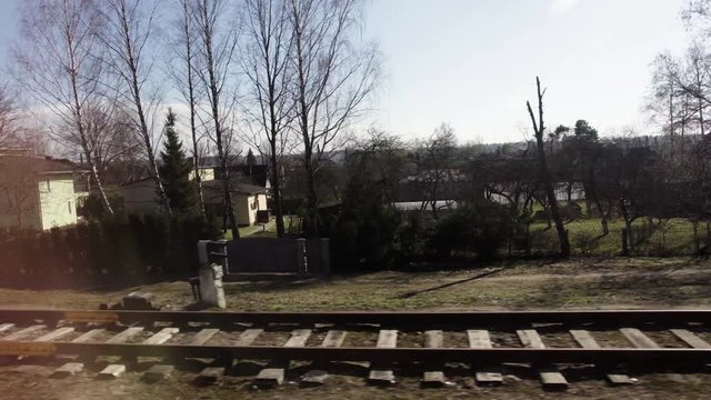 View of passing landscape from a train window