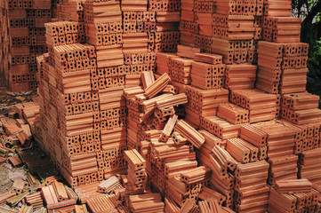 pile bricks old stack for construction