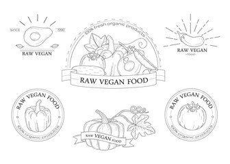 Set of vegetables badges, logos and design elements.