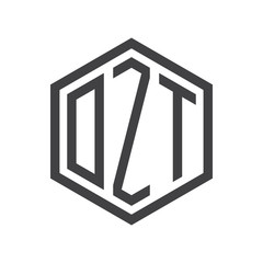 three-letter initials hexagon logo black