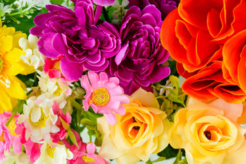 Close up colorful bouquet flower with decoration