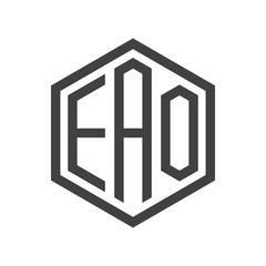 three-letter initials hexagon logo black