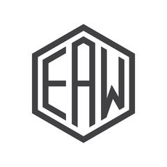 three-letter initials hexagon logo black