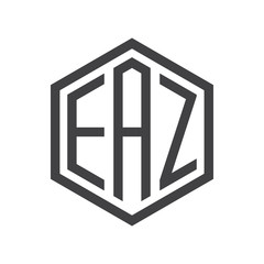 three-letter initials hexagon logo black