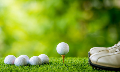 golf ball on tee ready to practice
