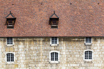 Naklejka premium détail des bâtiments de la citadelle Vauban de Besançon