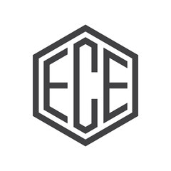 three-letter initials hexagon logo black