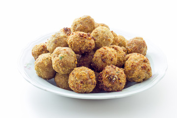 Fried meat meatballs in oil