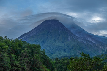 Merapi volcano covered with clouds - the home of the gods