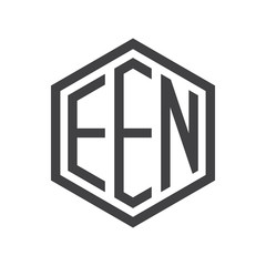 three-letter initials hexagon logo black