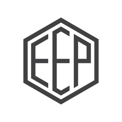 three-letter initials hexagon logo black