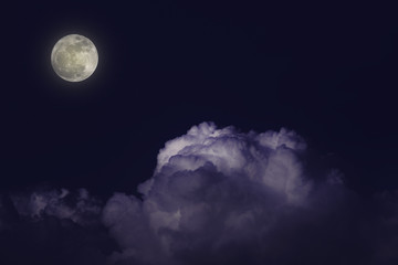 Naklejka na ściany i meble Moon night white cloud background