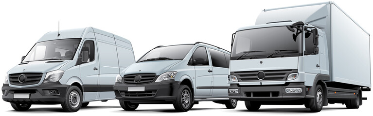 Three commercial vehicles