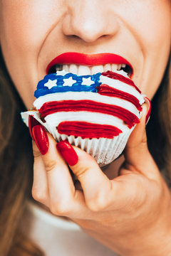 Big Bite of American Flag Cupcake