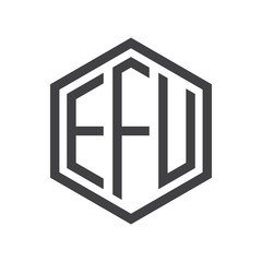 three-letter initials hexagon logo black