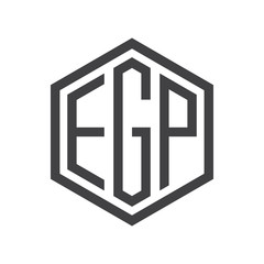 three-letter initials hexagon logo black