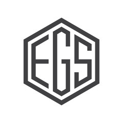 three-letter initials hexagon logo black