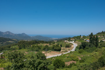 Fototapeta na wymiar View of the Island from Platanos Village Samos Greece