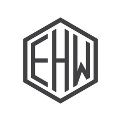 three-letter initials hexagon logo black