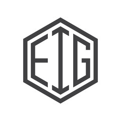 three-letter initials hexagon logo black