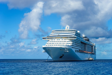 Cruise ship in crystal blue water