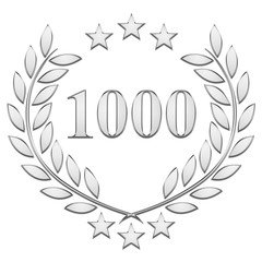 Lauriers 3 étoiles, 1000, gold sur fond blanc