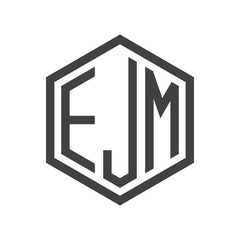 three-letter initials hexagon logo black