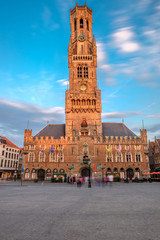 Fototapeta na wymiar Belfry of Bruges on market square