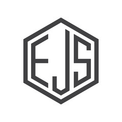 three-letter initials hexagon logo black