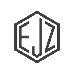 three-letter initials hexagon logo black