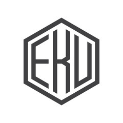 three-letter initials hexagon logo black