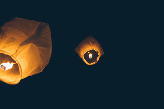 Sky Lantern By Night