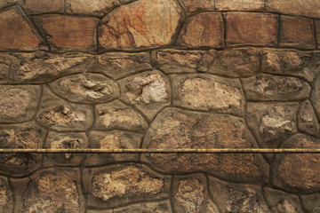 Pattern of the ancient style stone wall with cement.