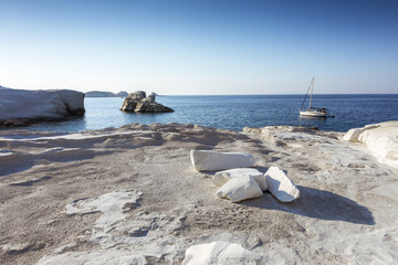Fototapeta na wymiar Sarakiniko beach in Milos Island, Greece